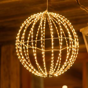 Leuchtkugel aus Kupferdraht mit warmweißen LEDs (30 cm)