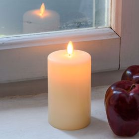 Bougie led en cire lisse ivoire avec mèche, h 12,5 cm