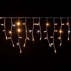 Eisregenlichter 3 mx H 0,5 m, 114 MaxiLEDs warmweiß, FlashLEDs kaltweiß, weißes Kabel, erweiterbar, IP67