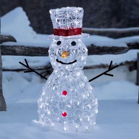 h 70 cm, White Leds Snowman in Acrylic