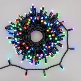 Lichterkette 20 m, 200 Maxi LEDs RGB, schwarzes Kabel, erweiterbar, IP67