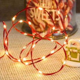 25m 500 Warm White MicroLEDs String Lights, Red Metal Wire