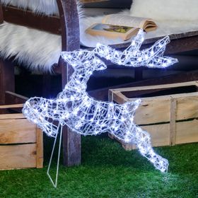 Renne au galop 2D, h. 65 cm, gouttes led blanc froid