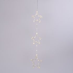 3-Star Crystal Hanging Battery Light, 60 cm, 50 Warm White MicroLEDs, Indoor Use