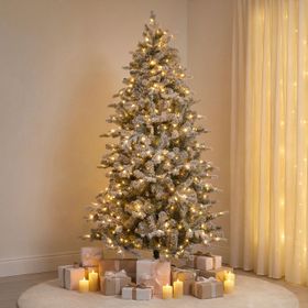 Arbre Alpino sapin artificiel Enneigé 210 cm, 500 led blanc chaud intégrés