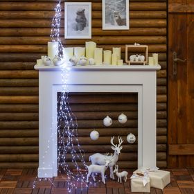 Cascata di luce argento, 600 microled bianco freddo