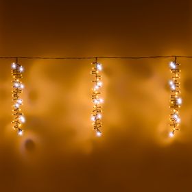 Lichterbündel 3 m x H 1 m, 180 MaxiLEDs warmweiß, FlashLEDs kaltweiß, grünes Kabel, erweiterbar, IP67