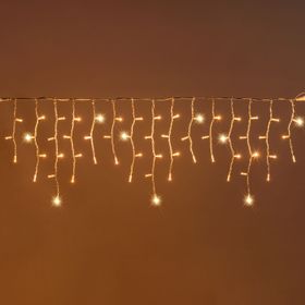 Eisregenlichter 3 m x H 0,5 m, 114 MaxiLEDs warmweiß, FlashLEDs warmweiß, weißes Kabel, erweiterbar, IP67