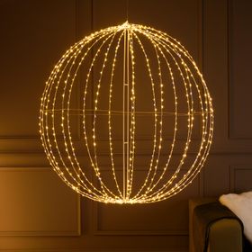 Sphère blanche pliable en 3D, Ø 94 cm, 920 microled haute densité blanc chaud et froid, utilisation en intérieur
