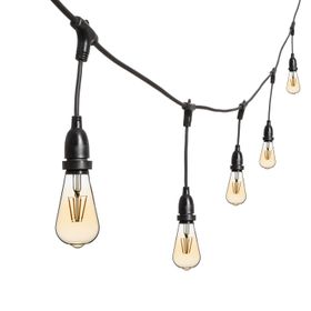 5m Lichterkette, 8 hängende LED Edison Birnen 4 Watt Ø 64 mm, schwarzes Kabel, erweiterbar