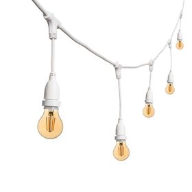 5m Lichterkette, 8 hängende LED Tropfenbirnen 4 Watt Ø 60 mm, weißes Kabel, erweiterbar