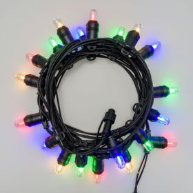 Guirnalda profesional 6 m, 20 bombillas filamento LED E14 Ø 18 mm, led multicolor, cable negro