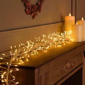 Guirlande Festoon argentée 10 m, 2400 microled blanc chaud et blanc froid, haute densité