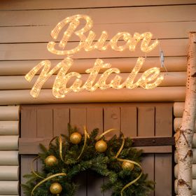 Scritta Buon Natale 3D Light Cream & Brown, h. 40 cm, 146 Led bianco extra caldo