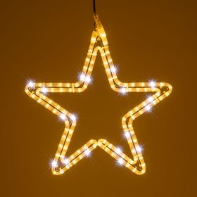 Estrella con manguera luminosa, 47 x 45 cm, 116 led blanco cálido y blanco frío