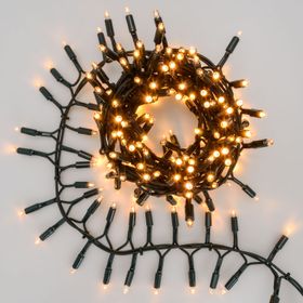 Cluster-Lichterkette 4 m, 200 warmweiße MaxiLEDs , grünes Kabel, erweiterbar, IP67