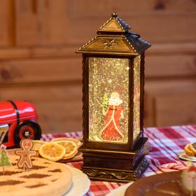 Eckige LED Weihnachtslaterne mit Wasser gefüllt