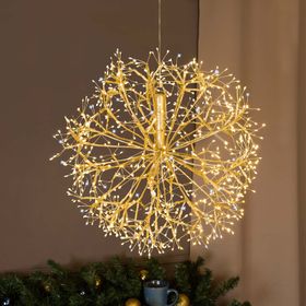 Esfera RICCO con ramas champagne, Ø 50 cm, 912 microled blanco cálido y blanco frío, uso interior