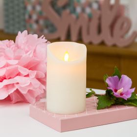 Bougie finition en cire rustique blanche, h 12,5 cm