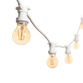 Lichterkette 5 m, 5 LED-Tropfenbirnen 4 Watt Ø 60 mm, dimmbar, weißes Kabel, erweiterbar