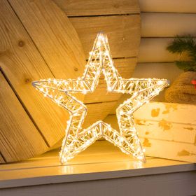 Estrella blanca 3D Ø 35 cm, microled blanco cálido y frío, uso interior