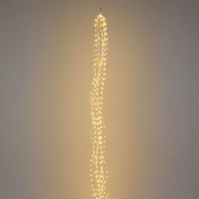 3m 900 Warm White and White MicroLEDs Cascade of Light with 15 falls, Silver Metal Wire