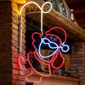 Babbo Natale appeso in tubo effetto neon led