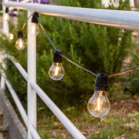 Catena Party 5 m, 10 lampadine goccia in vetro Ø 60 mm, led bianco caldo, prolungabile