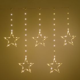 Luci per finestra a batteria con 5 Stelle Ø 23 cm, h 0,86 m, 80 microled bianco caldo