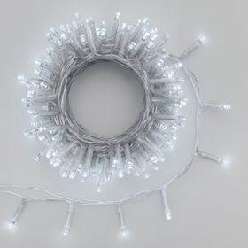 Lichterkette 20 m, 500 LEDs kaltweiß, mit Timer, transparentes Kabel