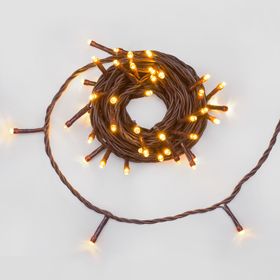 5m Warm White Connect+ String Lights, 50 LEDs, brown cable, connectable