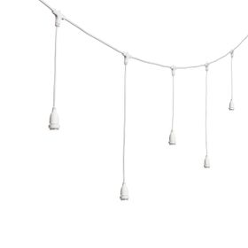 Guirlande personnalisable avec 8 douilles E27 suspendues, h. 70 cm, 5 mètres, câble blanc