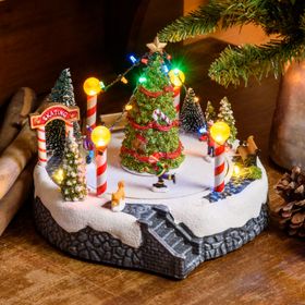 Weihnachtsdorf, Berglandschaft mit Schlittschuhläufern, Weihnachtslieder