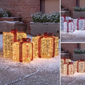 Set 3 Paquets Cadeaux en acrylique, 240 Dual Color LED blanc chaud et blanc froid