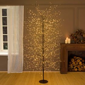 Brown Linden Branch Tree, h 2.3 m, 1560 Warm White MicroLEDs, Indoor use
