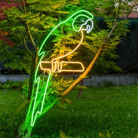 Parrot Figure, Rope Lights Neon Effect, 120 cm, Green and Warm White Leds, Left side