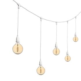 5m Lichterkette, 8 hängende LED Globo Birnen 4 Watt Ø 125 mm, Spiral, erweiterbar