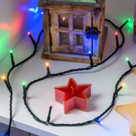 Lichterkette 8,9 m, 120 MiniLEDs multicolor, grünes Kabel