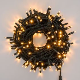 Lichterkette 20 m, 200 MaxiLEDs warmweiß, Flashing warmweiß, grünes Kabel, erweiterbar, IP67