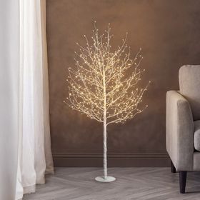 Arbre Branche lumineux Chêne blanc 1,5 m, 640 microled blanc chaud, intérieur