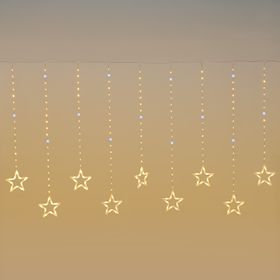 3.25 x 1.15 m, 392 warm and cold white Light Drops LEDs Icicle Lights with 14 Stars, transparent cable