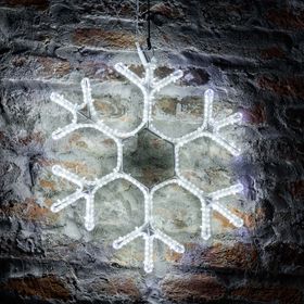Schneekristall aus SMD Strip Lichtschlauch, 50 x 43 cm, LEDs kaltweiß