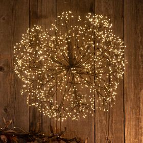 RICCO Sphere with Brown Branches, Ø 60 cm, 1200 Warm White MicroLEDs, Indoor Use