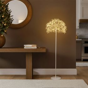 Tige Branche avec sphère RICCO blanche, h 155 cm, 912 microled blanc chaud, intérieur