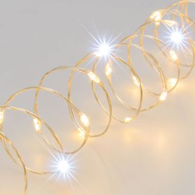 Guirnalda 20 m, 400 microled blanco cálido y blanco frío, cable metal plata