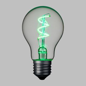 Serie VINTAGE LED 36V, Lampadina a goccia Ø 60 mm in vetro, led a spirale, verde