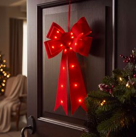 Fiocco Rosso effetto Velluto, h 60 cm, 24 MicroLED bianco caldo, uso inteno