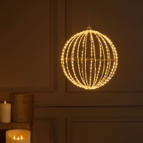 Sphère blanche pliable en 3D, Ø 30 cm, 520 microled haute densité blanc chaud et froid, intérieur