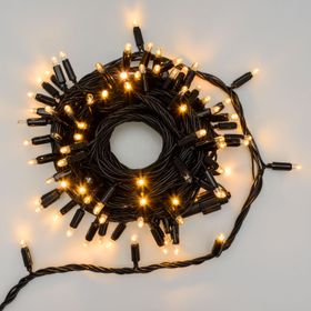 Lichterkette 10 m, 96 Maxi LEDs warmweiß, schwarzes Kabel, erweiterbar