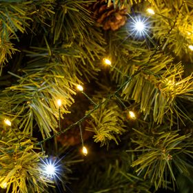Catena Nastro di Luce 20 m, 1000 Micro led bianco caldo e freddo, cavo verde